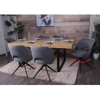 Mendler 6er-Set Esszimmerstuhl HWC-N72, Polster-Küchenstuhl, drehbar Auto-Return, Stoff/Textil (420g/m2)