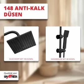 Grafner Duschgarnitur mit Regenschauerduschkopf und Handbrause, Duschsäule schwarz