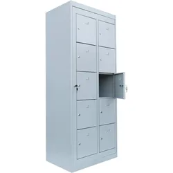Komfort Verteilerschrank 10 Fächer Stahlschrank Schrank Wäscheverteilerschrank Personalschrank Lichtgrau 526250