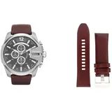 Fossil Men's Mega Chief Watch and Replaceable Strap, Brown Leather, Set