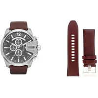 Fossil Men's Mega Chief Watch and Replaceable Strap, Brown Leather, Set