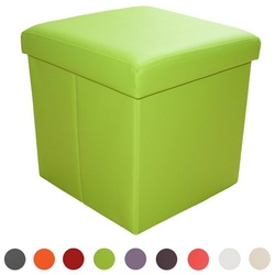 Natsen Sitzhocker mit Stauraum faltbare Sitzwürfel (Sitztruhe aus Kunstleder, 38 x 38 x 38 cm Grün), gepolstert Sitzbank Fußhocker für Wohnzimmer Schlafzimmer grau|grün