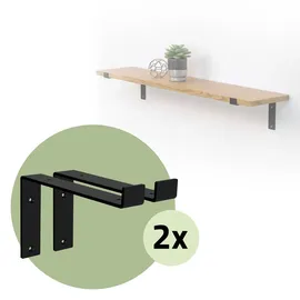 ML-Design 4 Stück Regalhalterung 25x4x14,5 cm Schwarz Metall 10 Zoll L-Form