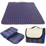 garden mile groß kompakt wasserdicht 150cm x 115cm Tartan Picknickdecke Haustier Decke maschinenwaschbar Festival, Camping, Auto Decke ideal Reise Teppich - Blau