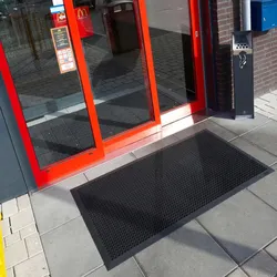PROREGAL Outdoor-Gummi-Eingangsmatte für den Außenbereich | BxL 120x180cm | Stärke 1,2cm | Schwarz | Fußabstreifer, Fußmatte