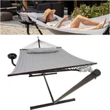 VITA5 Hängematte mit Gestell und Tisch - Hängematte Outdoor für den Garten, Pool & Balkon - Großzügige Hängematten 2 Personen - Doppelhängematte mit Ständer und Beistelltisch - 200 kg Belastbarkeit