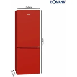 Bomann KG 320.2 Kühl-Gefrierkombination (175 l, 1430 mm hoch, Rot)
