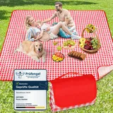 Anyiner Picknickdecke 200x200 cm, Sandfest Stranddecke Wasserdicht Campingdecke, Waschbar Leichtgewicht mit Tragegriff, Ideal für Outdoor, Camping, Strand & Familienpicknick (Rot Kariert)