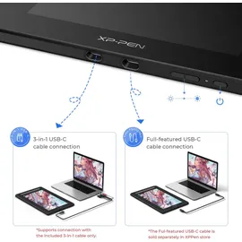 xppen Artist 16 (Gen2), Kabelgebunden, 5080 lpi, 340,99 x 191,81 mm, USB, 1 cm, 0,6 mm