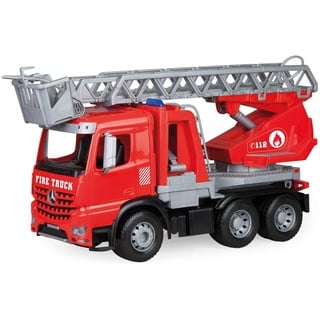 Lena 04615 - Worxx Feuerwehr Leiterwagen Mercedes Benz Arocs, Feuerwehrauto ca. 48 cm, Feuerwehrwagen, Rot