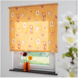 Liedeco Rollo, mit Kette lichtdurchlässig Dekor, Seitenzugrollo Länge 180 Farbe:Blumen-Blätter orange Breite:62 cm