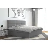 TRADA Top Boxspringbett 140 x 200 cm Grau mit zwei Bettkästen und Bonell Matratze - Grau