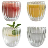 Latte Macchiato Gläser Set, 4x250ml Doppelwandige Kaffeegläser aus Borosilikatglas Kaffeetassen Glas mit Löffel, Kaffeeglas Teegläser für Cappuccino, Latte, Tee, EIS, Iced Americano, Milch, Saft, Bier