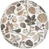 beties Heimtextil Kissenhülle, Ecru, Taupe, Baum/Pflanze/Natur, Tiere, Rund, 80x80 cm, Oeko-Tex® Standard 100, Wohntextilien, Bezüge, Kissenbezüge