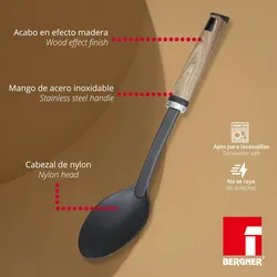 BERGNER - Küchenlöffel 33,5 cm Nylon Sig Holz