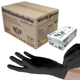 Sfm ® BLACKLETS GRIP+ : XS Nitrilhandschuhe puderfrei F-tex schwarz (1000)