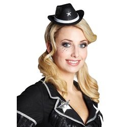 Rubie ́s Kostüm Schwarzer Cowboyhut Haarclip, Kleine Kopfbedeckung für kokette Cowgirls schwarz