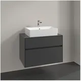 Villeroy & Boch Collaro Waschtischunterschrank C124B0VR 80x54,8x50cm, Waschtisch mittig, LED-Beleuchtung 5,7 W, graphite