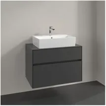 Villeroy & Boch Collaro Waschtischunterschrank C124B0VR 80x54,8x50cm, Waschtisch mittig, LED-Beleuchtung 5,7 W, graphite