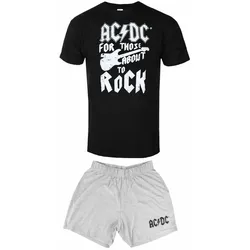 AC/DC Unisex-Erwachsene für diejenigen, die gerne Gitarre rocken, kurzes Pyjama-Set XL grau/schwarz