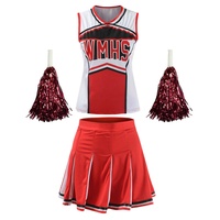 Ourlove Fashion Cheerleader-Bekleidung/ Cheerleader-Kostüm für Damen; für Schule, klassische Sport-Uniform im Cheerleader-Stil, rot, EU 40 / 42