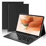 AVNICUD Tastatur Hülle für Samsung Galaxy Tab S8+/S7 FE/S7+12,4 Zoll,QWERTZ Deutsch Bluetooth Tastatur Hülle für Samsung Tab S8 Plus/S7 Plus,Schwarz