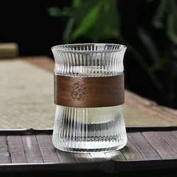 Design-Glas mit Holzmanschette – Vielseitig für Tee & Kaffee, 270–410 ml - 270 ml Trichterform