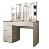 lookway Schminktisch AURORA II ELITE Kaschmir mit Spiegel und Beleuchtung - Gold/Weiß