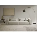 LeGer Home by Lena Gercke 3-Sitzer "PIARA, Couch mit Kedernaht, Sofa in Cord, Leinenoptik o. Strukturstoff", greige, B:275cm H:66cm T:101cm, 100% Polyester, LEGER HOME BY LENA GERCKE, Sofas, schwarze Füße, bequemer Sitzkomfort
