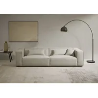 LeGer Home by Lena Gercke 3-Sitzer "PIARA, Couch mit Kedernaht, Sofa in Cord, Leinenoptik o. Strukturstoff", greige, B:275cm H:66cm T:101cm, 100% Polyester, LEGER HOME BY LENA GERCKE, Sofas, schwarze Füße, bequemer Sitzkomfort