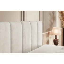 altdecor Boxspringbett mit H4 Matratze und Topper - 120 x 200 cm - OTTA - Taupe Samt - Polsterbett mit Bettkasten und Lattenrost, Bett mit Stauraum - Taupe