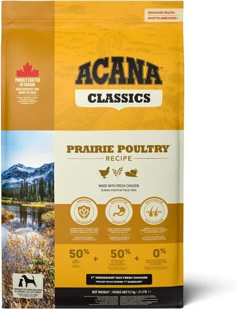 Acana Classic Pasture Hundefutter mit Geflügel, 9,7 kg (frisches Hühnerfleisch und frisches Pute-Fleisch mit Muskelfleisch, Innereien und Knorpeln, mit Hafer)