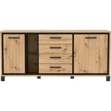 Forte Sideboard Trondheim 177,4 x 81,3 x 41,5 cm Schwarz / Artisan Eiche
