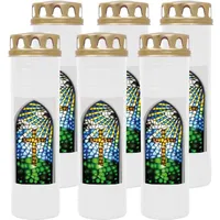 HS Candle Grabkerze mit Motiv 100h Brenndauer (6-tlg), Ø7xH25 cm, Grabkerze mit Motiv im 1er, 3er, 6er, 9er Pack weiß