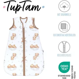 TupTam Baby Schlafsack 2,5 TOG – Warm, ärmellos, Wattiert" Gr. 92, weiß Bären auf Wolken/Weiß/Braun, Kinder Größe: 92-98 - 92-98