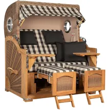 Mr. Deko Strandkorb Düne Grande Bullauge Teak PE Banana Dessin 505