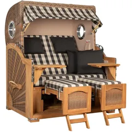 Mr. Deko Strandkorb Düne Grande Bullauge Teak PE Banana Dessin 505
