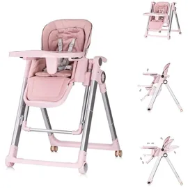 Chipolino Hochstuhl, Hochstuhl 2 in 1 Super Chef Babyschaukel, Fußstütze, klappbar rosa