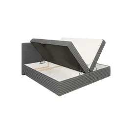 S-Style Boxbett Cord mit Stauraum und Topper H3 Neo ¦ grau ¦ Maße (cm): B: 205 H: 110