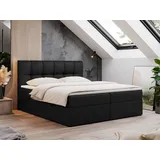MKS Meble Boxspringbett 200x200 mit Bettkasten, Bett mit Matratze H3 Topper, Polsterbett 200x200 mit Bettkasten Kopfteil, Boxspringbett mit Mat... - Schwarz Kunstleder, - 2 Jahre Gewährleistung - mind. 14 Tage Rückgaberecht - Schwarz Kunstleder