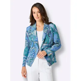Creation L Premium Jackenblazer CREATION L PREMIUM "Seiden-Blazer", Damen, Gr. 46, himmelblau, eisblau, bedruckt, 100% Seide, Blazer