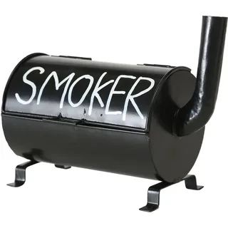 Boltze Aschenbecher Smoker Sturmaschenbecher aus Metall, 20x10 cm, schwarz