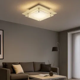 ESTO Deckenleuchte Küchenlampe Glas satiniert Deckenlampe Flurleuchte, mit Verzierung, 1x G9, LxB 22 x 22 cm