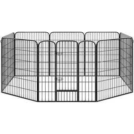 Tectake Welpenauslauf 8-teilig faltbar Grau 154 x 154 x 100 cm