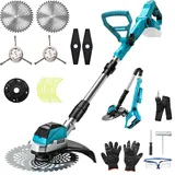 panthem Akku Rasentrimmer Rasenkantenschneider Freischneider für Makita 18V (ohne Akkus), 4 in 1 Unkrautbürste Metallklinge und Faden, Verstellbarer Kopf Rasenmäher Teleskopgriff Bürstenloser Motor ﻿