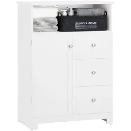 SoBuy Badschrank Kommode Badezimmerschrank Aufbewahrungsschrank Weiß BZR107-W