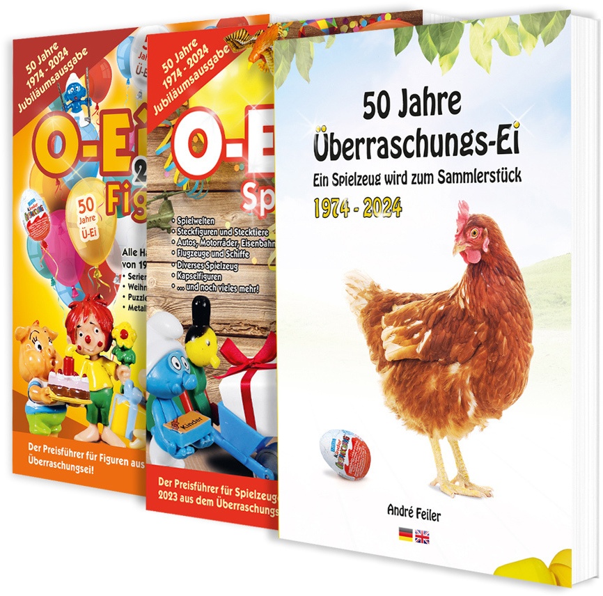 Das O-Ei-A 2Er Bundle 2024/25 - Die Jubiläumsausgabe! - O-Ei-A Figuren Und O-Ei-A Spielzeug Sowie Das Buch "50 Jahre Überraschungs-Ei"  3 Teile - Andr