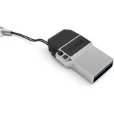 Mini USB C Stick Dual 128GB - 2 in 1 Funktion > USB 3.0 & Type C < Wasserdicht, Klein & Extrem Schnell - Aus Metall Ideal für Schlüssel-Anhänger - Flash Drive Speicherstick USB-C 128 GB Schwarz