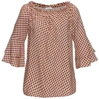 LASCANA Carmenbluse Damen sand-dunkelrot-bedruckt Gr.40
