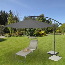 Relaxdays Ampelschirm Ø 300 cm grau inkl. Ständer und Schutzhülle